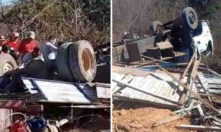 Tragédia em Aiuaba - Criança de 8 anos morre e 4 pessoas ficam feridas em acidente de caminhão
