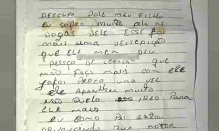 Pai devolve moto roubada pelo filho e deixa bilhete pedindo desculpas em Camocim